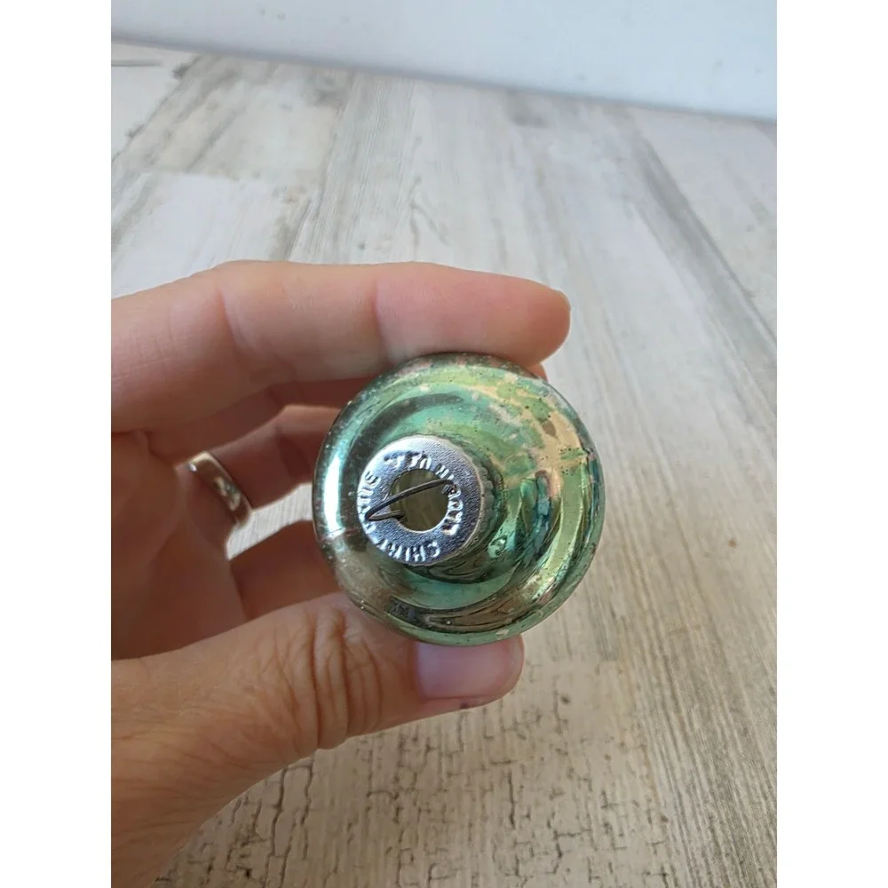 Mini shiny Brite tornado green mercury glass ornament Xmas tree
